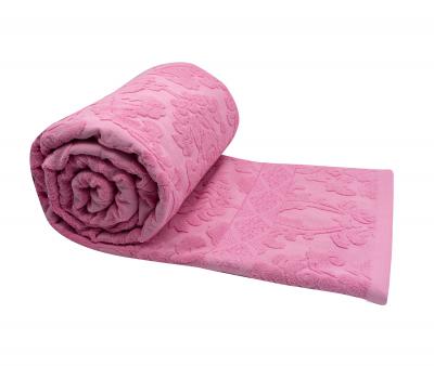 Покрывало постельное махровое жаккард розовый