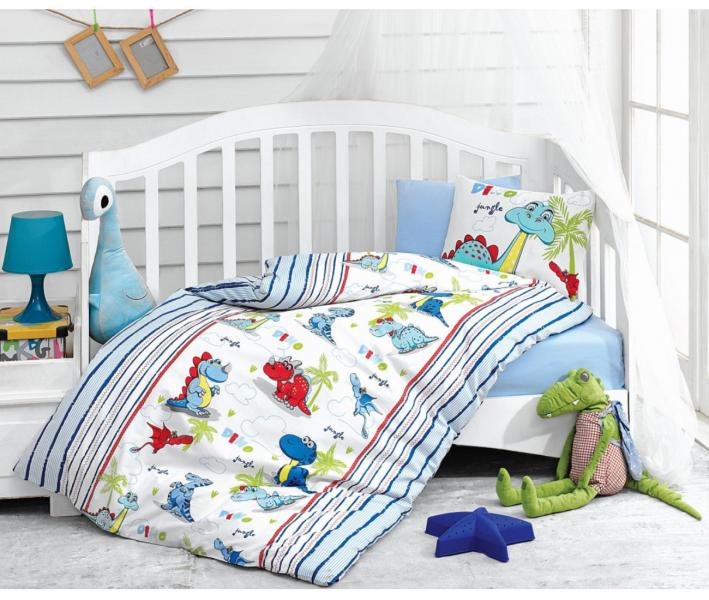 Комплект постельного белья детский Коттон Бокс в кроватку Dino Mavi